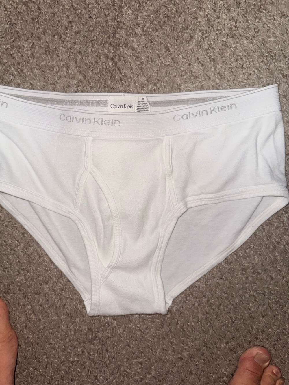 Calvin Klein White Men's Cotton Briefs — Classic Logo Waistband Vintage - Picture 2 of 2